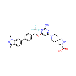 Cc1nn(C)c2cc(-c3ccc([C@@H](Oc4cc(N5CCC6(CC5)CN[C@H](C(=O)O)C6)nc(N)n4)C(F)(F)F)cc3)ccc12 ZINC001772641853