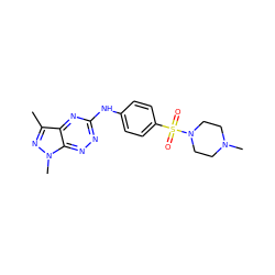 Cc1nn(C)c2nnc(Nc3ccc(S(=O)(=O)N4CCN(C)CC4)cc3)nc12 ZINC000169310124