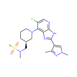 Cc1nn(C)cc1-c1nc2c(N3CCC[C@H](CN(C)S(C)(=O)=O)C3)c(Cl)cnc2[nH]1 ZINC000103273767