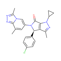 Cc1nn(C2CC2)c2c1[C@@H](c1ccc(Cl)cc1)N(c1cc(C)c3nnc(C)n3c1)C2=O ZINC000220242795