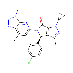 Cc1nn(C2CC2)c2c1[C@@H](c1ccc(Cl)cc1)N(c1cc(C)c3nnn(C)c3n1)C2=O ZINC000220200958