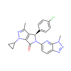 Cc1nn(C2CC2)c2c1[C@@H](c1ccc(Cl)cc1)N(c1ccc3nnn(C)c3n1)C2=O ZINC000220281561