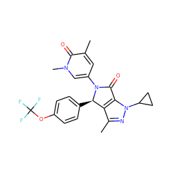 Cc1nn(C2CC2)c2c1[C@@H](c1ccc(OC(F)(F)F)cc1)N(c1cc(C)c(=O)n(C)c1)C2=O ZINC000220281877