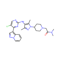 Cc1nn(C2CCN(CC(=O)N(C)C)CC2)c(C)c1Nc1ncc(Cl)c(-c2cnn3ccccc23)n1 ZINC000653899261