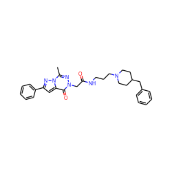 Cc1nn(CC(=O)NCCCN2CCC(Cc3ccccc3)CC2)c(=O)c2cc(-c3ccccc3)nn12 ZINC000009727648