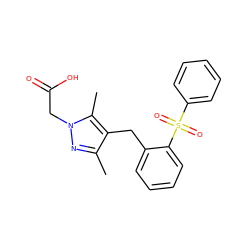 Cc1nn(CC(=O)O)c(C)c1Cc1ccccc1S(=O)(=O)c1ccccc1 ZINC000103237994