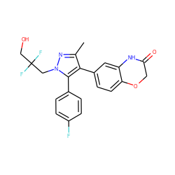 Cc1nn(CC(F)(F)CO)c(-c2ccc(F)cc2)c1-c1ccc2c(c1)NC(=O)CO2 ZINC000200980873