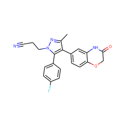 Cc1nn(CCC#N)c(-c2ccc(F)cc2)c1-c1ccc2c(c1)NC(=O)CO2 ZINC000200981541