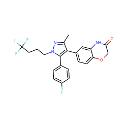 Cc1nn(CCCC(F)(F)F)c(-c2ccc(F)cc2)c1-c1ccc2c(c1)NC(=O)CO2 ZINC000200978734