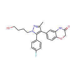 Cc1nn(CCCCO)c(-c2ccc(F)cc2)c1-c1ccc2c(c1)NC(=O)CO2 ZINC000200983283