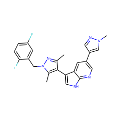 Cc1nn(Cc2cc(F)ccc2F)c(C)c1-c1c[nH]c2ncc(-c3cnn(C)c3)cc12 ZINC000096282978