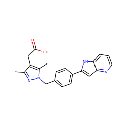 Cc1nn(Cc2ccc(-c3cc4ncccc4[nH]3)cc2)c(C)c1CC(=O)O ZINC000203686202