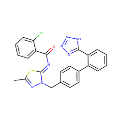 Cc1nn(Cc2ccc(-c3ccccc3-c3nnn[nH]3)cc2)/c(=N/C(=O)c2ccccc2Cl)s1 ZINC000049882038