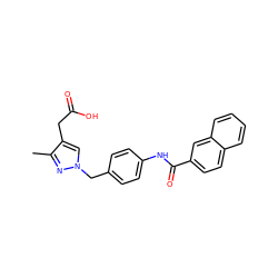 Cc1nn(Cc2ccc(NC(=O)c3ccc4ccccc4c3)cc2)cc1CC(=O)O ZINC000168909550