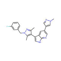 Cc1nn(Cc2cccc(F)c2)c(C)c1-c1c[nH]c2ncc(-c3cnn(C)c3)cc12 ZINC000096282979