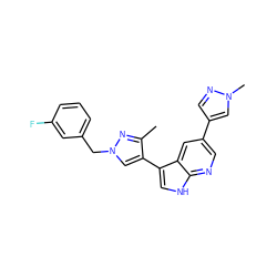 Cc1nn(Cc2cccc(F)c2)cc1-c1c[nH]c2ncc(-c3cnn(C)c3)cc12 ZINC000096282980