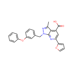 Cc1nn(Cc2cccc(Oc3ccccc3)c2)c2nc(-c3ccco3)cc(C(=O)O)c12 ZINC001772573267