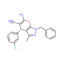 Cc1nn(Cc2ccccc2)c2c1[C@H](c1cccc(Cl)c1)C(C#N)=C(N)O2 ZINC000000970827