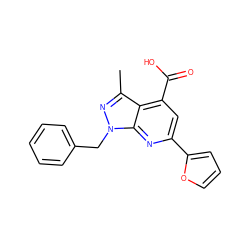 Cc1nn(Cc2ccccc2)c2nc(-c3ccco3)cc(C(=O)O)c12 ZINC001772582878