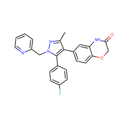 Cc1nn(Cc2ccccn2)c(-c2ccc(F)cc2)c1-c1ccc2c(c1)NC(=O)CO2 ZINC000200986570