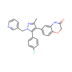 Cc1nn(Cc2cccnc2)c(-c2ccc(F)cc2)c1-c1ccc2c(c1)NC(=O)CO2 ZINC000200988034