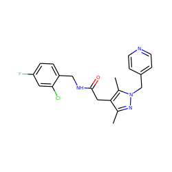 Cc1nn(Cc2ccncc2)c(C)c1CC(=O)NCc1ccc(F)cc1Cl ZINC000095565232