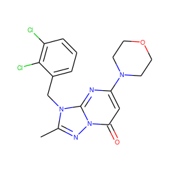 Cc1nn2c(=O)cc(N3CCOCC3)nc2n1Cc1cccc(Cl)c1Cl ZINC000084619691