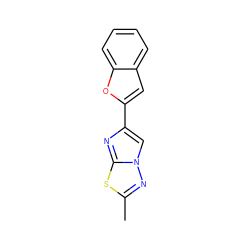 Cc1nn2cc(-c3cc4ccccc4o3)nc2s1 ZINC000143840691