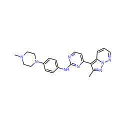 Cc1nn2ncccc2c1-c1ccnc(Nc2ccc(N3CCN(C)CC3)cc2)n1 ZINC000053195861