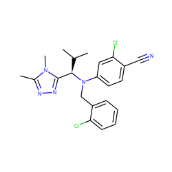 Cc1nnc([C@@H](C(C)C)N(Cc2ccccc2Cl)c2ccc(C#N)c(Cl)c2)n1C ZINC000043019425