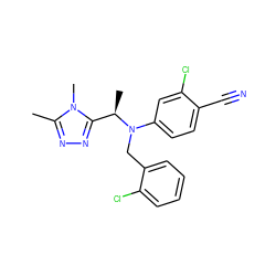 Cc1nnc([C@@H](C)N(Cc2ccccc2Cl)c2ccc(C#N)c(Cl)c2)n1C ZINC000043014191