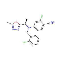 Cc1nnc([C@@H](C)N(Cc2ccccc2Cl)c2ccc(C#N)c(Cl)c2)o1 ZINC000043078675