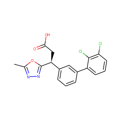 Cc1nnc([C@@H](CC(=O)O)c2cccc(-c3cccc(Cl)c3Cl)c2)o1 ZINC000221112379