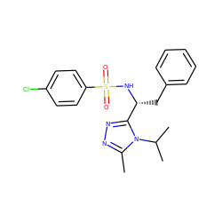 Cc1nnc([C@@H](Cc2ccccc2)NS(=O)(=O)c2ccc(Cl)cc2)n1C(C)C ZINC000141523459