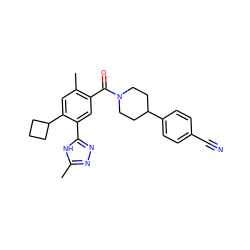 Cc1nnc(-c2cc(C(=O)N3CCC(c4ccc(C#N)cc4)CC3)c(C)cc2C2CCC2)[nH]1 ZINC000150188638