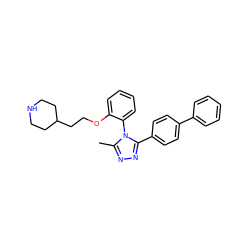 Cc1nnc(-c2ccc(-c3ccccc3)cc2)n1-c1ccccc1OCCC1CCNCC1 ZINC000013474170