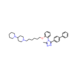 Cc1nnc(-c2ccc(-c3ccccc3)cc2)n1-c1ccccc1OCCCCCCN1CCC(N2CCCCC2)CC1 ZINC000026576951