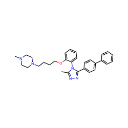 Cc1nnc(-c2ccc(-c3ccccc3)cc2)n1-c1ccccc1OCCCCN1CCN(C)CC1 ZINC000022925833