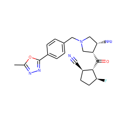 Cc1nnc(-c2ccc(CN3C[C@H](N)[C@H](C(=O)[C@@H]4[C@@H](F)CC[C@H]4C#N)C3)cc2)o1 ZINC000028955138