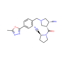 Cc1nnc(-c2ccc(CN3C[C@H](N)[C@H](C(=O)N4CCC[C@H]4C#N)C3)cc2)o1 ZINC000028955108