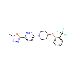 Cc1nnc(-c2ccc(N3CCC(Oc4ccccc4C(F)(F)F)CC3)nn2)o1 ZINC000045386957