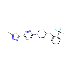 Cc1nnc(-c2ccc(N3CCC(Oc4ccccc4C(F)(F)F)CC3)nn2)s1 ZINC000034885724