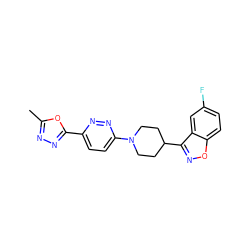 Cc1nnc(-c2ccc(N3CCC(c4noc5ccc(F)cc45)CC3)nn2)o1 ZINC000473179115