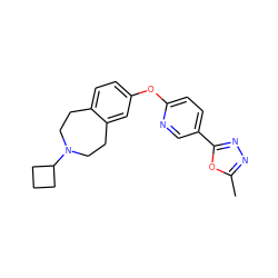 Cc1nnc(-c2ccc(Oc3ccc4c(c3)CCN(C3CCC3)CC4)nc2)o1 ZINC000103242314