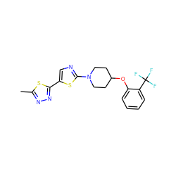 Cc1nnc(-c2cnc(N3CCC(Oc4ccccc4C(F)(F)F)CC3)s2)s1 ZINC000049785609