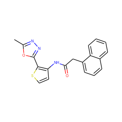 Cc1nnc(-c2sccc2NC(=O)Cc2cccc3ccccc23)o1 ZINC000064549834