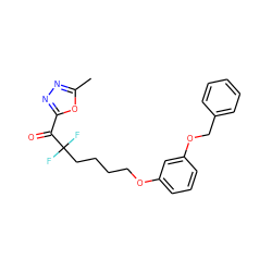 Cc1nnc(C(=O)C(F)(F)CCCCOc2cccc(OCc3ccccc3)c2)o1 ZINC000141287327