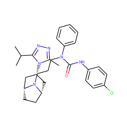 Cc1nnc(C(C)C)n1[C@@H]1C[C@@H]2CC[C@H](C1)N2CCCN(C(=O)Nc1ccc(Cl)cc1)c1ccccc1 ZINC000101160430