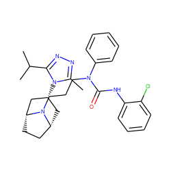 Cc1nnc(C(C)C)n1[C@@H]1C[C@@H]2CC[C@H](C1)N2CCCN(C(=O)Nc1ccccc1Cl)c1ccccc1 ZINC000101161490