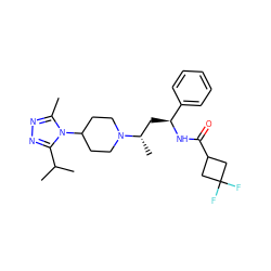 Cc1nnc(C(C)C)n1C1CCN([C@@H](C)C[C@H](NC(=O)C2CC(F)(F)C2)c2ccccc2)CC1 ZINC000040421337